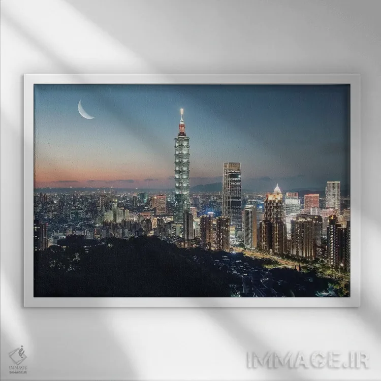 تابلو تایپه زیر نور ماه اثر مانجیک پیکچرز (استودیو عکاسی یا فیلمسازی) - نمای قابدار سفید