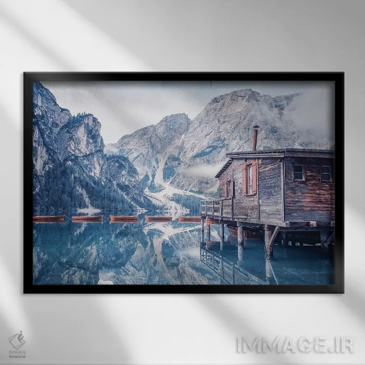 تابلو دریاچه بریز (ایتالیا) اثر مانجیک پیکچرز (استودیو عکاسی یا فیلمسازی) - نمای قابدار مشکی