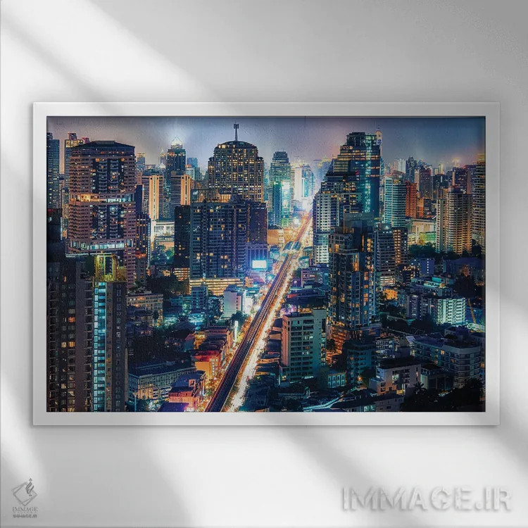 تابلو نور شهر اثر مانجیک پیکچرز (استودیو عکاسی یا فیلمسازی) - نمای قابدار سفید