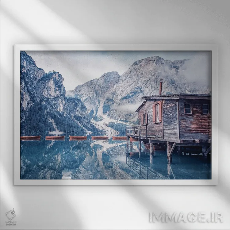 تابلو دریاچه بریز (ایتالیا) اثر مانجیک پیکچرز (استودیو عکاسی یا فیلمسازی) - نمای قابدار سفید
