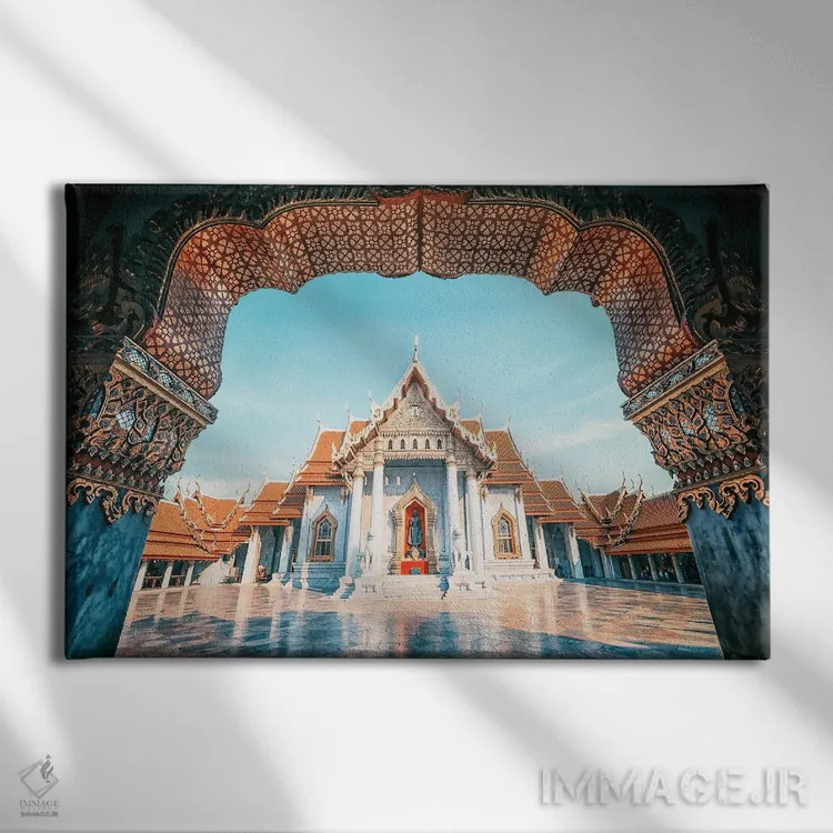 تابلو معبد مرمری (وات بنچا، تایلند) اثر مانجیک پیکچرز (استودیو عکاسی یا فیلمسازی) - نمای روبهرو روی دیوار