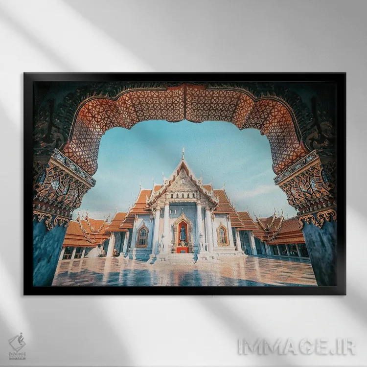 تابلو معبد مرمری (وات بنچا، تایلند) اثر مانجیک پیکچرز (استودیو عکاسی یا فیلمسازی) - نمای قابدار مشکی