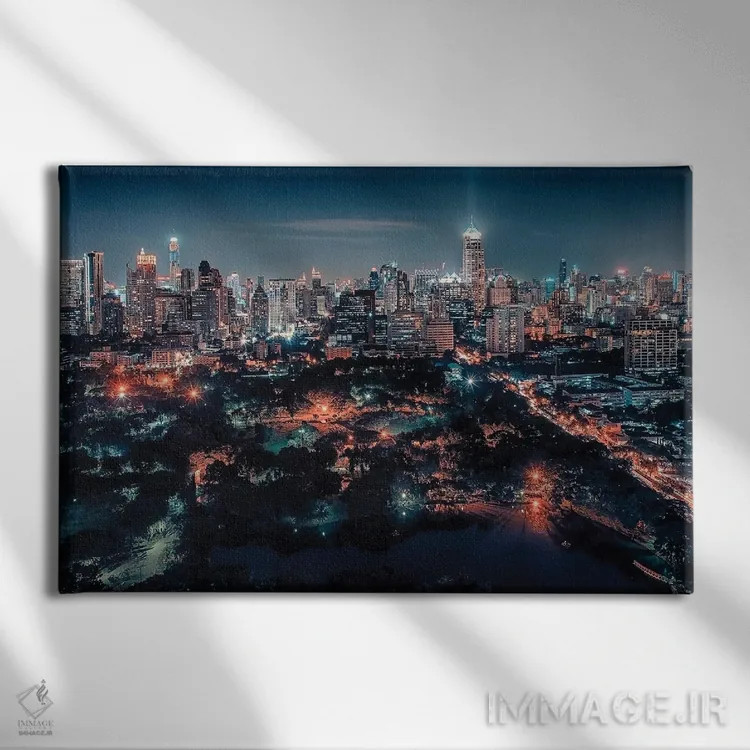 تابلو چراغهای شهر بانکوک اثر مانجیک پیکچرز (استودیو عکاسی یا فیلمسازی) - نمای روبهرو روی دیوار