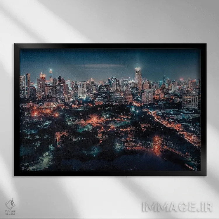 تابلو چراغهای شهر بانکوک اثر مانجیک پیکچرز (استودیو عکاسی یا فیلمسازی) - نمای قابدار مشکی