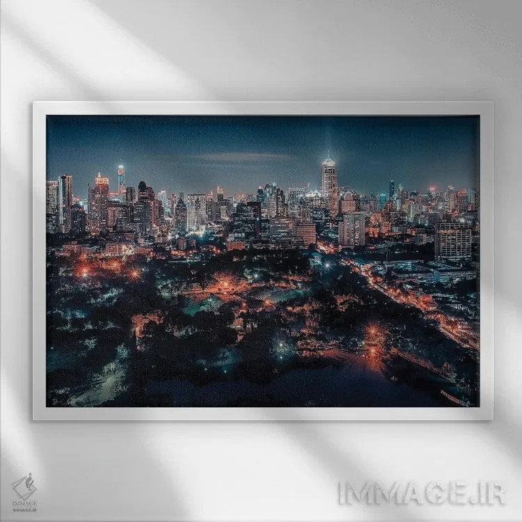 تابلو چراغهای شهر بانکوک اثر مانجیک پیکچرز (استودیو عکاسی یا فیلمسازی) - نمای قابدار سفید