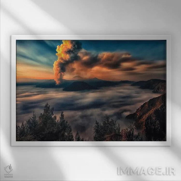 تابلو فوران (آتشفشان) اثر مانجیک پیکچرز (استودیو عکاسی یا فیلمسازی) - نمای قابدار سفید