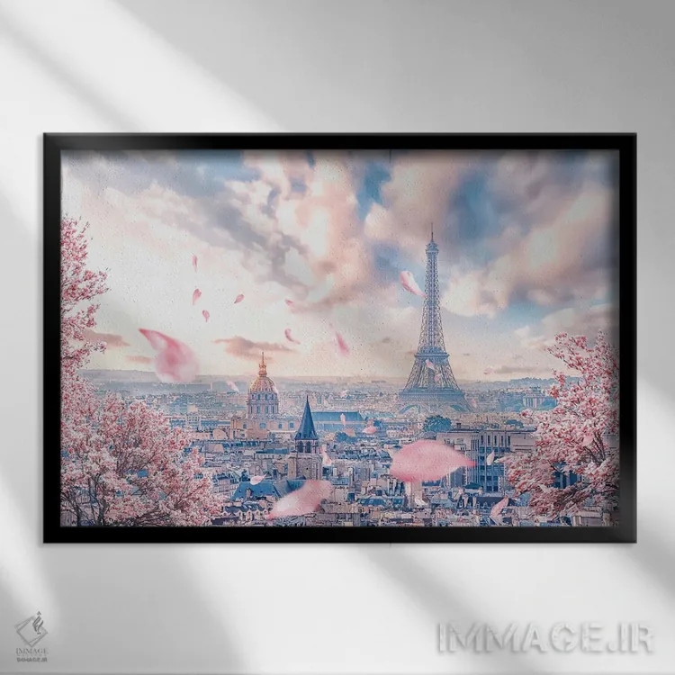 تابلو ساکورای فرانسوی (شکوفه گیلاس) اثر مانجیک پیکچرز (استودیو عکاسی یا فیلمسازی) - نمای قابدار مشکی