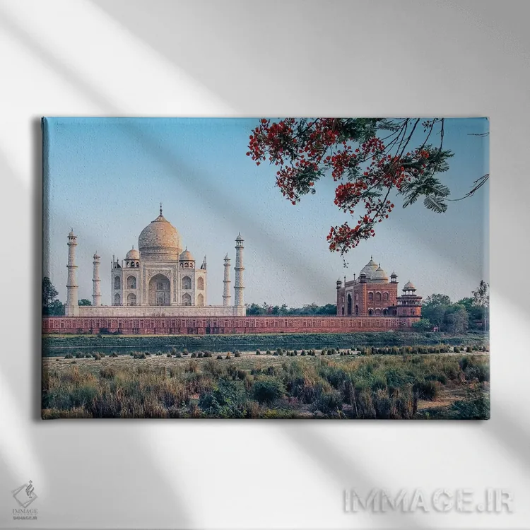 تابلو پشت تاج محل اثر مانجیک پیکچرز (استودیو عکاسی یا فیلمسازی) - نمای روبهرو روی دیوار
