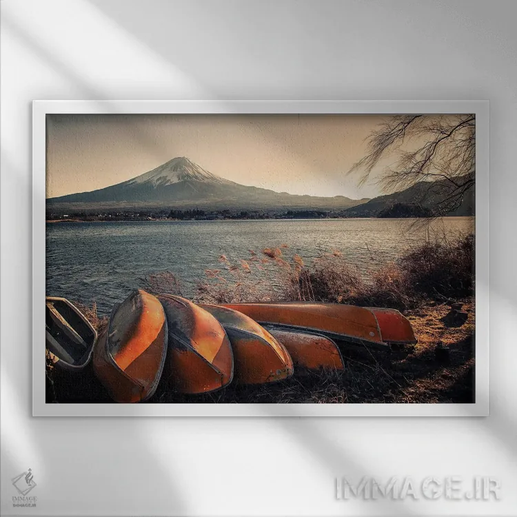 تابلو غروب فوجی اثر مانجیک پیکچرز (استودیو عکاسی یا فیلمسازی) - نمای قابدار سفید