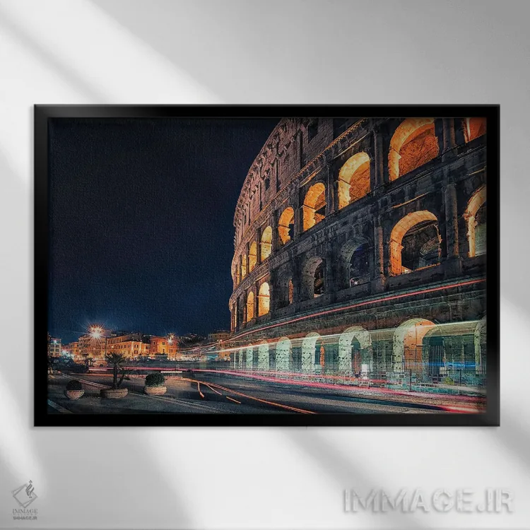 تابلو کولوسئوم در شب اثر مانجیک پیکچرز (استودیو عکاسی یا فیلمسازی) - نمای قابدار مشکی