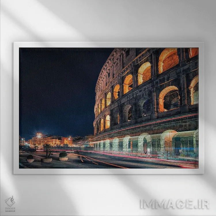 تابلو کولوسئوم در شب اثر مانجیک پیکچرز (استودیو عکاسی یا فیلمسازی) - نمای قابدار سفید