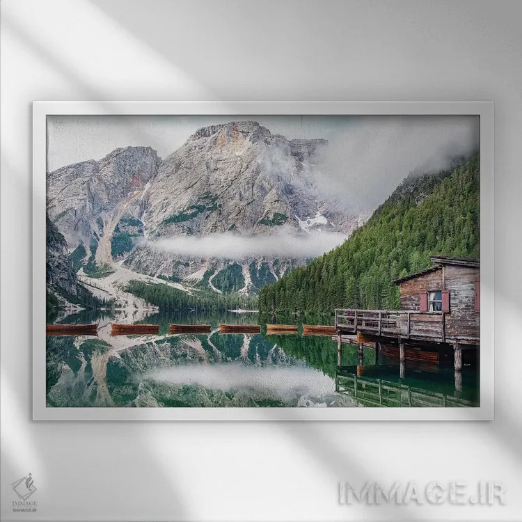 تابلو صبح زود در دولومیتها اثر مانجیک پیکچرز (استودیو عکاسی یا فیلمسازی) - نمای قابدار سفید