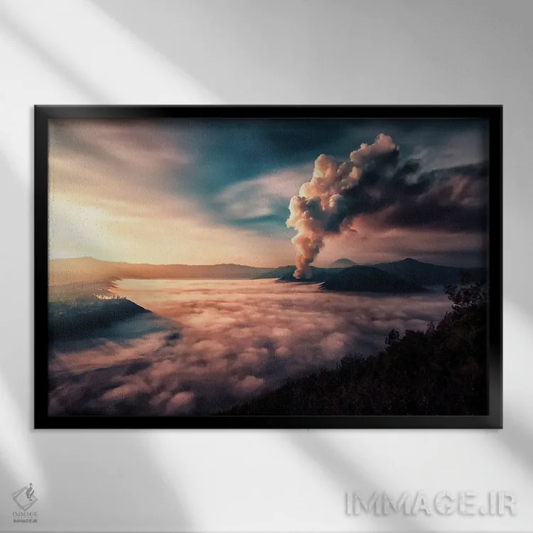 تابلو چشمانداز آتشفشانی اثر مانجیک پیکچرز (استودیو عکاسی یا فیلمسازی) - نمای قابدار مشکی