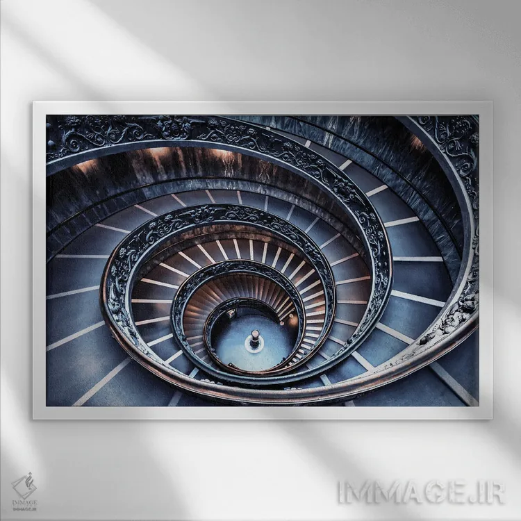 تابلو پلکان زیبا اثر مانجیک پیکچرز (استودیو عکاسی یا فیلمسازی) - نمای قابدار سفید