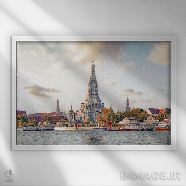 تابلو معبد وات آرون (بانکوک) اثر مانجیک پیکچرز (استودیو عکاسی یا فیلمسازی) - نمای قابدار سفید