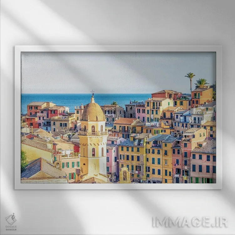تابلو معماری ورنازا (ایتالیا) اثر مانجیک پیکچرز (استودیو عکاسی یا فیلمسازی) - نمای قابدار سفید