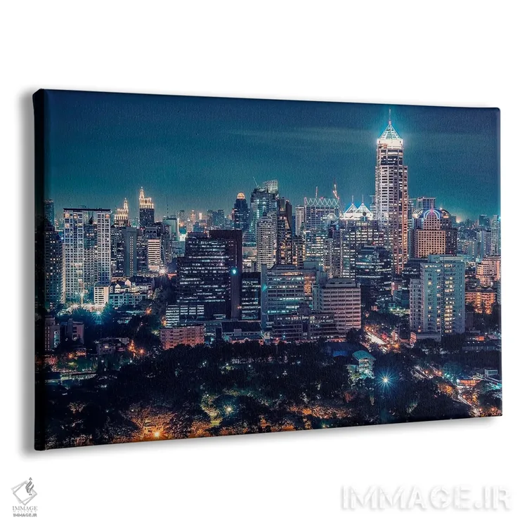 تابلو مرکز شهر بانکوک در شب اثر مانجیک پیکچرز (استودیو عکاسی یا فیلمسازی) - نمای پرسپکتیو محصول