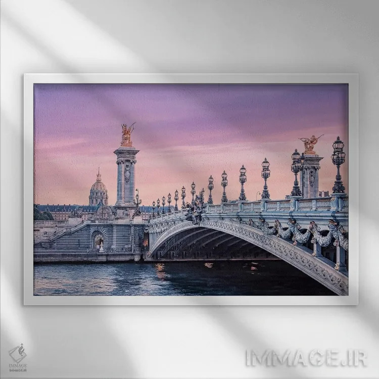 تابلو غروب عاشقانه در پاریس اثر مانجیک پیکچرز (استودیو عکاسی یا فیلمسازی) - نمای قابدار سفید