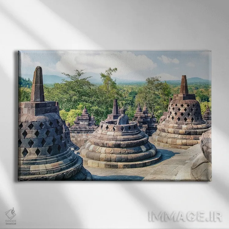تابلو مجتمع بوروبودور (معبد بودایی اندونزی) اثر مانجیک پیکچرز (استودیو عکاسی یا فیلمسازی) - نمای روبهرو روی دیوار