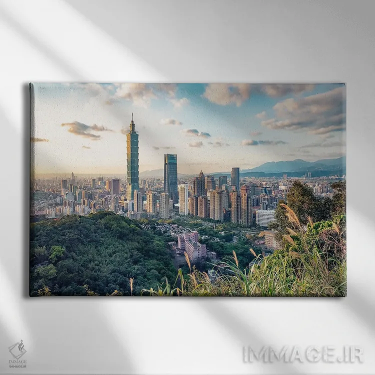 تابلو تایپه (پایتخت تایوان) اثر مانجیک پیکچرز (استودیو عکاسی یا فیلمسازی) - نمای روبهرو روی دیوار