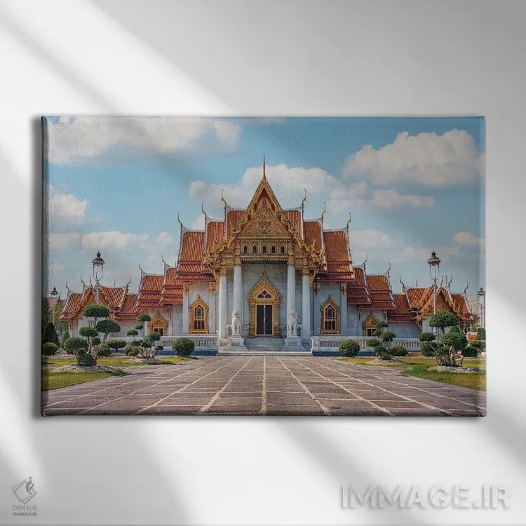تابلو معبد مرمرین در بانکوک اثر مانجیک پیکچرز (استودیو عکاسی یا فیلمسازی) - نمای روبهرو روی دیوار