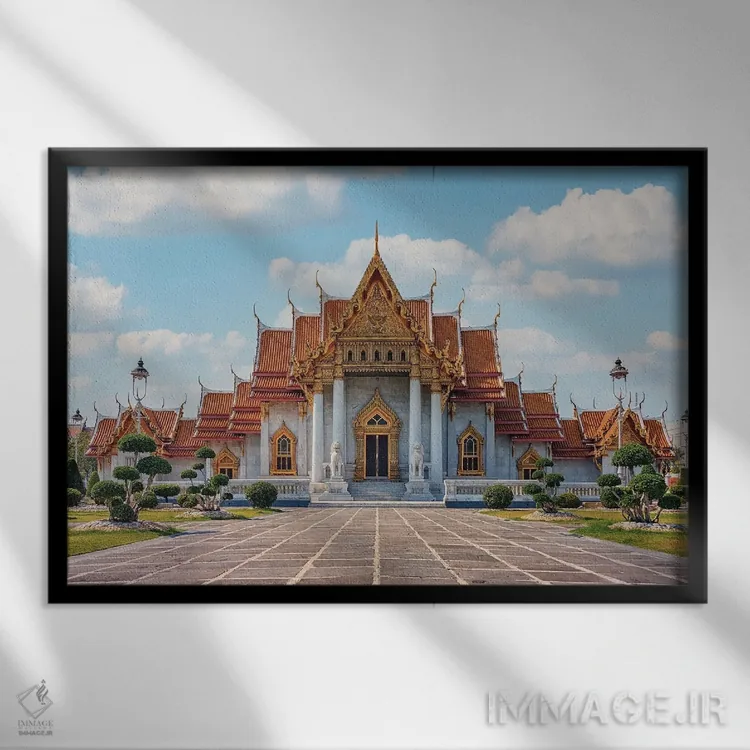 تابلو معبد مرمرین در بانکوک اثر مانجیک پیکچرز (استودیو عکاسی یا فیلمسازی) - نمای قابدار مشکی