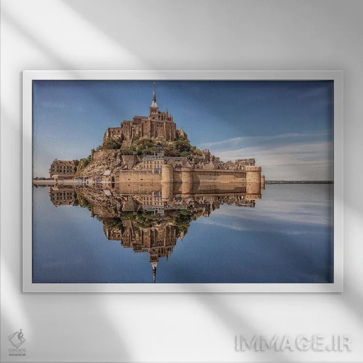 تابلو مان سن میشل (فرانسه) اثر مانجیک پیکچرز (استودیو عکاسی یا فیلمسازی) - نمای قابدار سفید