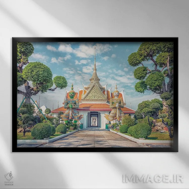 تابلو نگهبانان وات آرون (معبد تایلند) اثر مانجیک پیکچرز (استودیو عکاسی یا فیلمسازی) - نمای قابدار مشکی