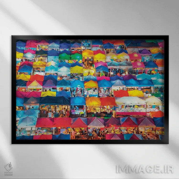 تابلو بازار شب قطار (بانکوک) اثر مانجیک پیکچرز (استودیو عکاسی یا فیلمسازی) - نمای قابدار مشکی