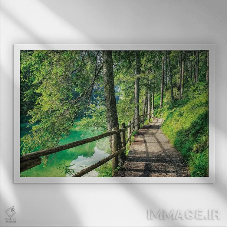 تابلو قدمزنی کنار دریاچه اثر مانجیک پیکچرز (استودیو عکاسی یا فیلمسازی) - نمای قابدار سفید