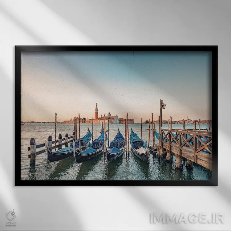 تابلو گوندولاهای آبی اثر مانجیک پیکچرز (استودیو عکاسی یا فیلمسازی) - نمای قابدار مشکی