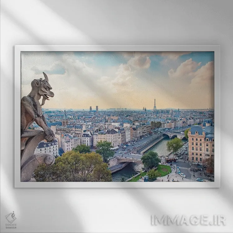 تابلو منظره از نوتردام اثر مانجیک پیکچرز (استودیو عکاسی یا فیلمسازی) - نمای قابدار سفید