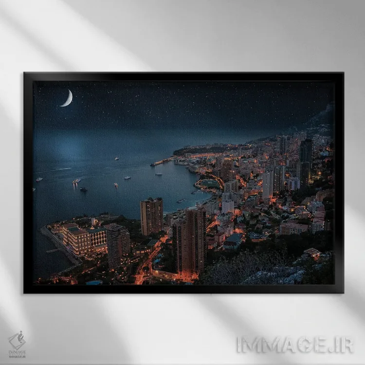 تابلو موناکو در شب اثر مانجیک پیکچرز (استودیو عکاسی یا فیلمسازی) - نمای قابدار مشکی