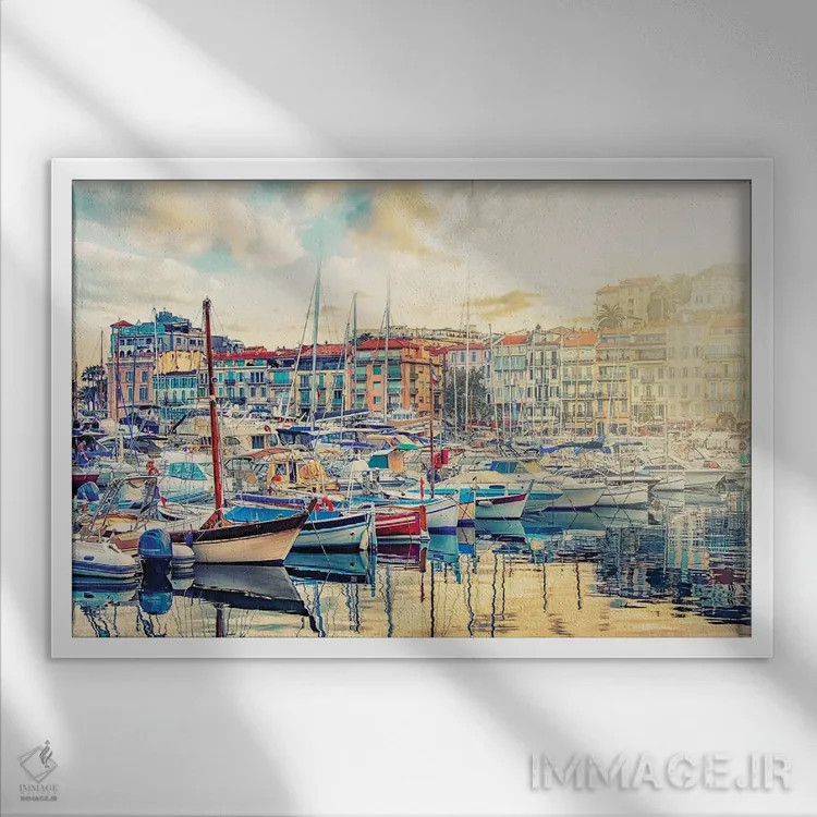 تابلو بندر قدیمی کن (فرانسه) اثر مانجیک پیکچرز (استودیو عکاسی یا فیلمسازی) - نمای قابدار سفید