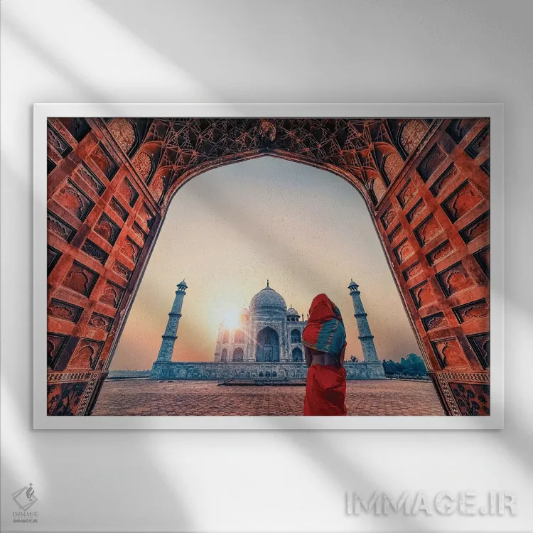 تابلو صبح در آگرا (هند) اثر مانجیک پیکچرز (استودیو عکاسی یا فیلمسازی) - نمای قابدار سفید