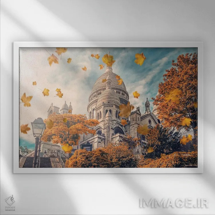 تابلو پاییز در مونمارتر (پاریس) اثر مانجیک پیکچرز (استودیو عکاسی یا فیلمسازی) - نمای قابدار سفید