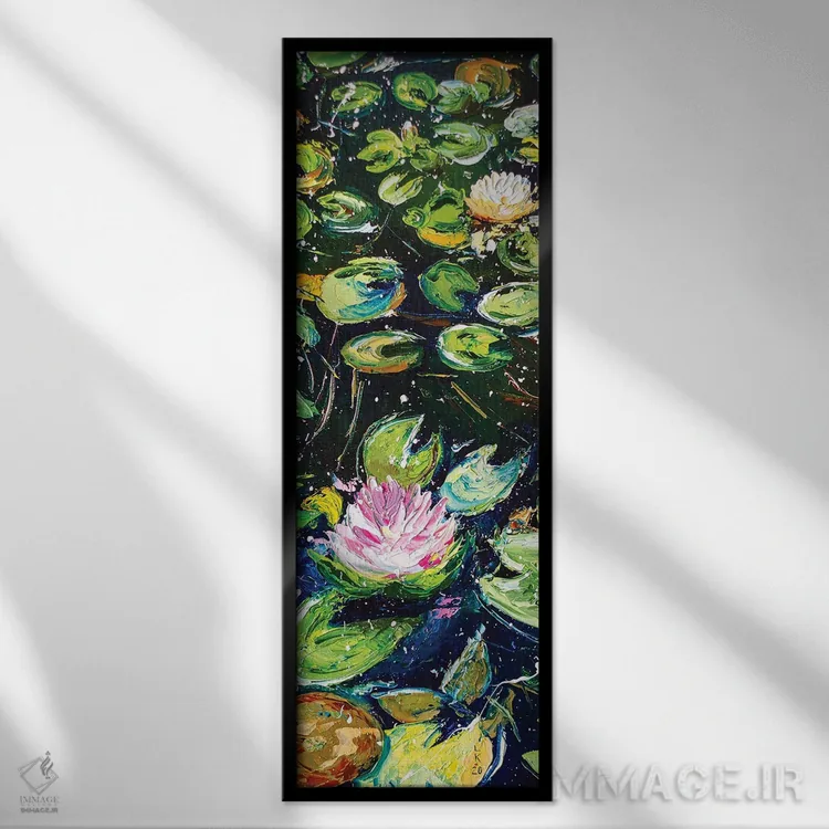 تابلو برکه نیلوفر آبی اثر کوپتسووا آرت (استودیو یا برند هنری) - نمای قابدار مشکی