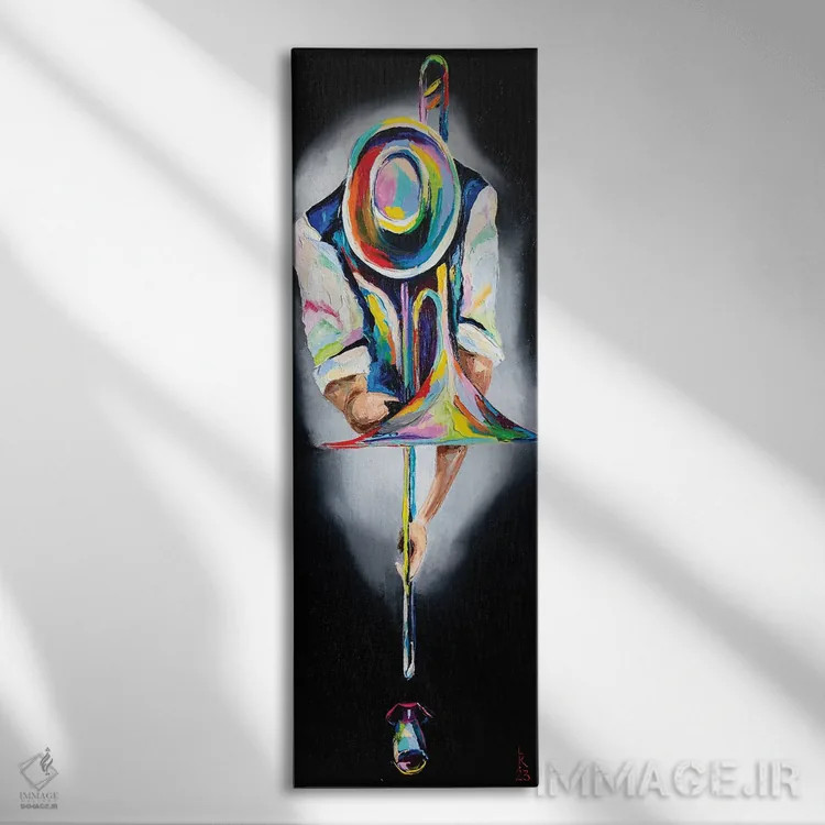 تابلو اجرای موسیقی جَز اثر کوپتسووا آرت (استودیو یا برند هنری) - نمای روبهرو روی دیوار