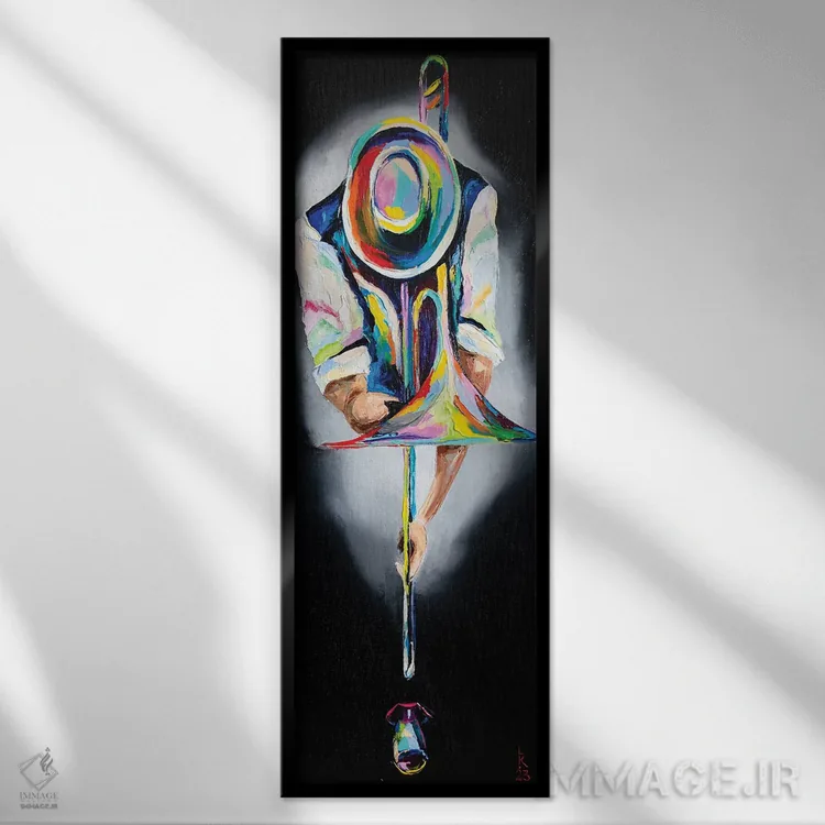 تابلو اجرای موسیقی جَز اثر کوپتسووا آرت (استودیو یا برند هنری) - نمای قابدار مشکی