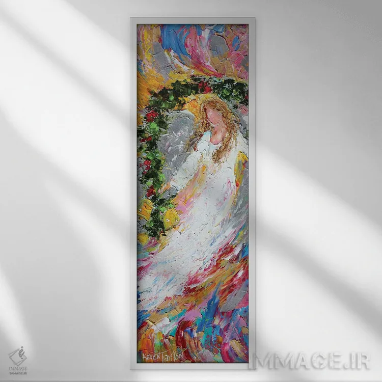 تابلو فرشته کریسمس اثر کارن تارلتون - نمای قابدار سفید