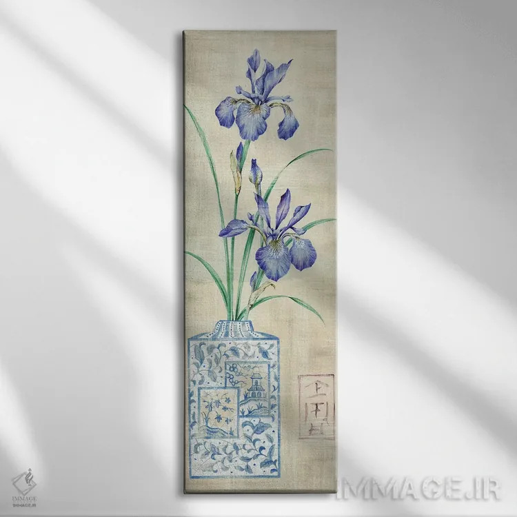تابلو طرح گل آسیایی ۱ اثر کلر لیک - نمای روبهرو روی دیوار