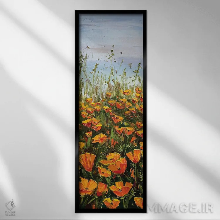 تابلو شقایقهای شاعرانه اثر لیزا الی - نمای قابدار مشکی