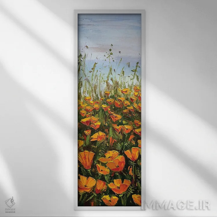 تابلو شقایقهای شاعرانه اثر لیزا الی - نمای قابدار سفید