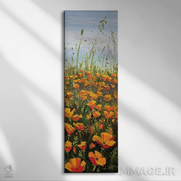 تابلو شقایقهای شاعرانه II اثر لیزا الی - نمای روبهرو روی دیوار