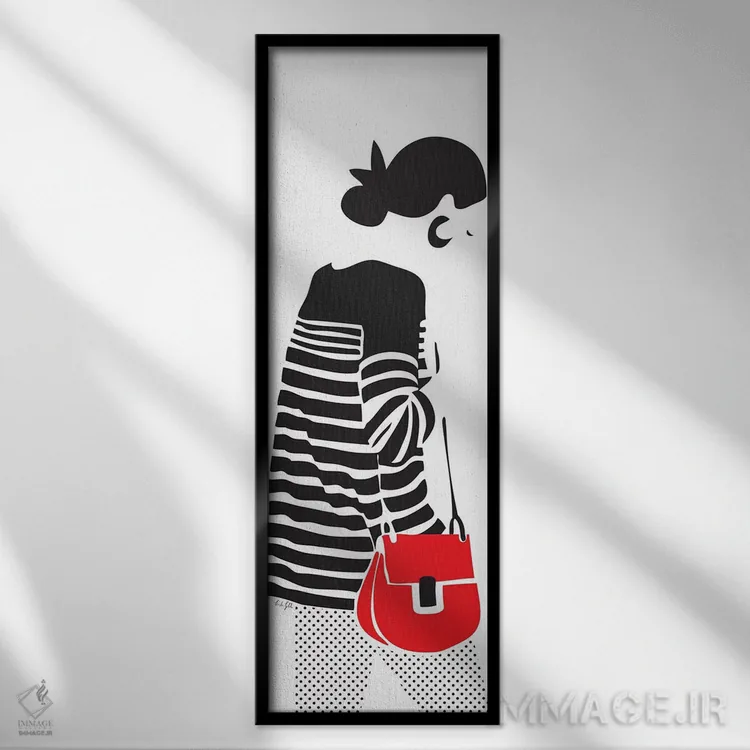 تابلو پاریسی راهراه اثر لیندا گوبتا - نمای قابدار مشکی