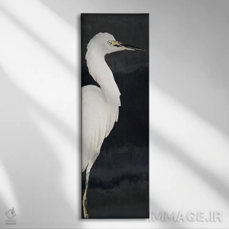 تابلو "حواصیل روی زمینه سیاه شماره دو" اثر لِینی لورث - نمای روبهرو روی دیوار