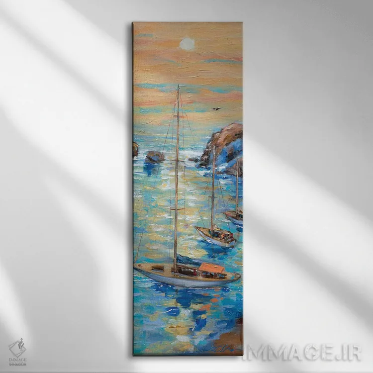 تابلو بندر کوچک اثر لیندا اولسن - نمای روبهرو روی دیوار