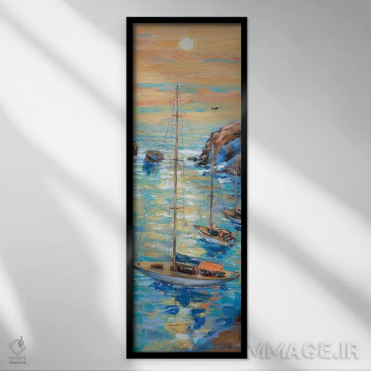 تابلو بندر کوچک اثر لیندا اولسن - نمای قابدار مشکی