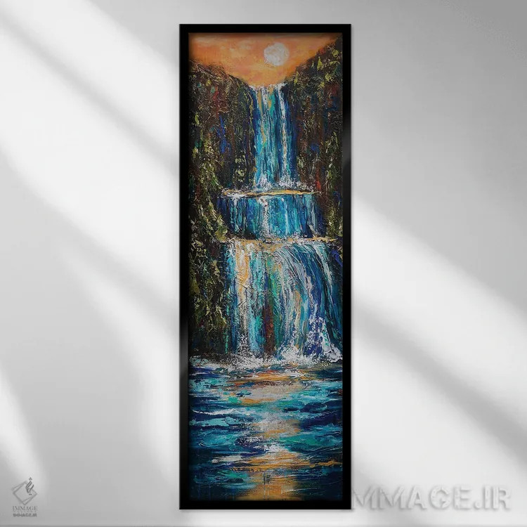 تابلو دره آبشار اثر لیندا اولسن - نمای قابدار مشکی