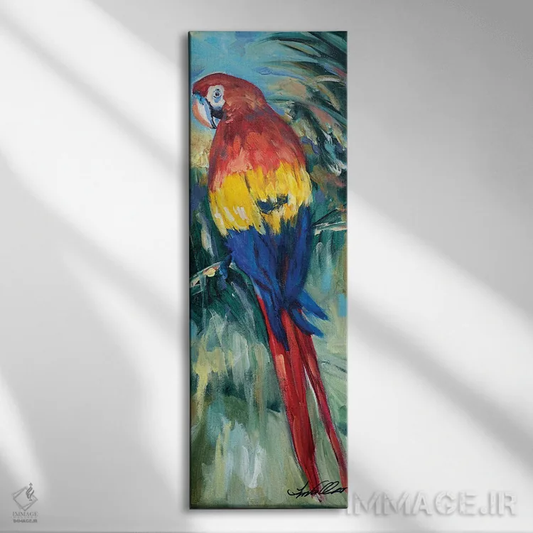 تابلو نشستن طوطی اثر لیندا اولسن - نمای روبهرو روی دیوار